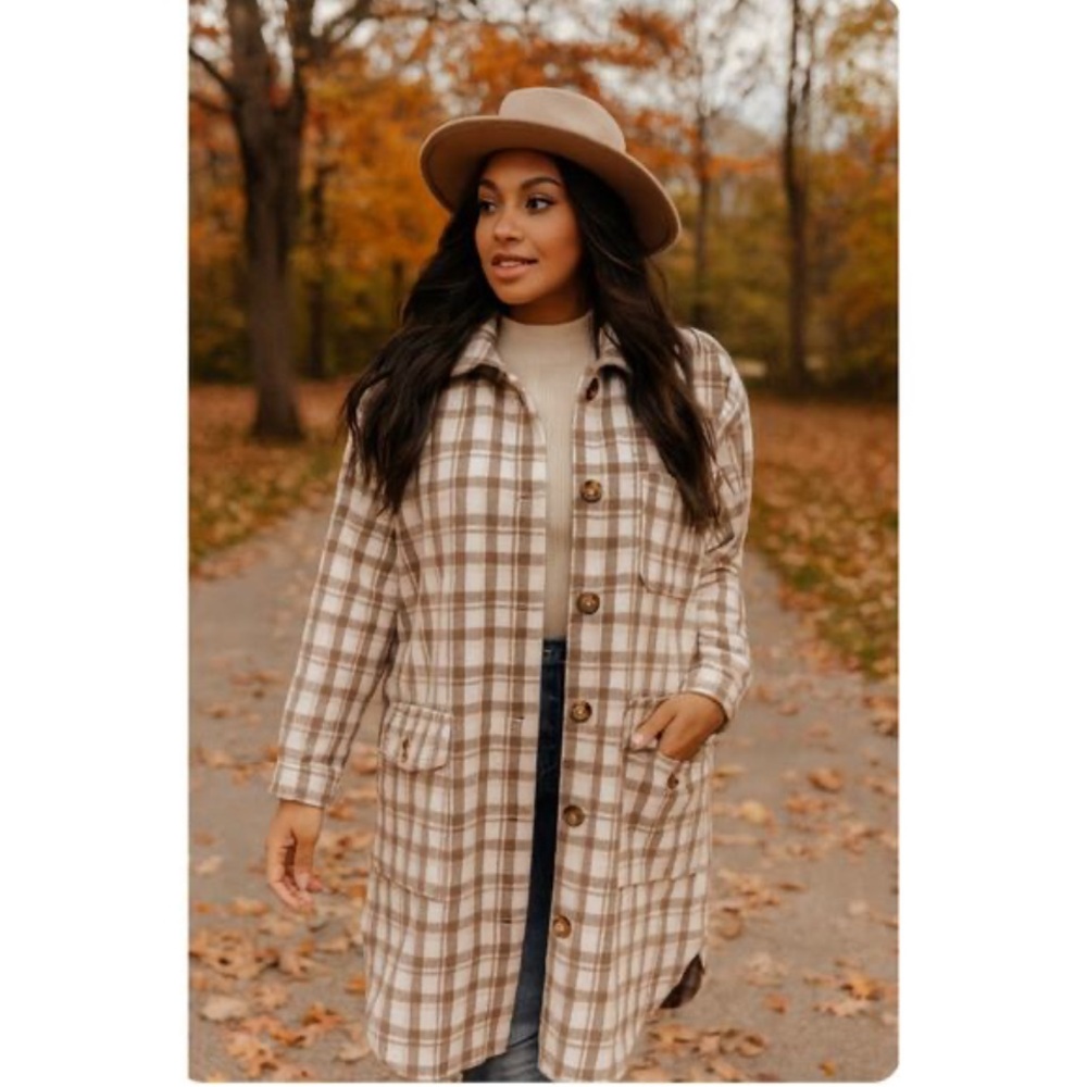 BUFFALO DAVID BITTON®
Women's Long Woven Plaid Shacket Small  41" L Blazer Style
